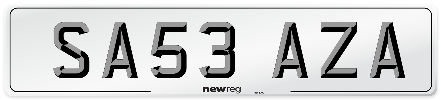 SA53 AZA Number Plate from New Reg